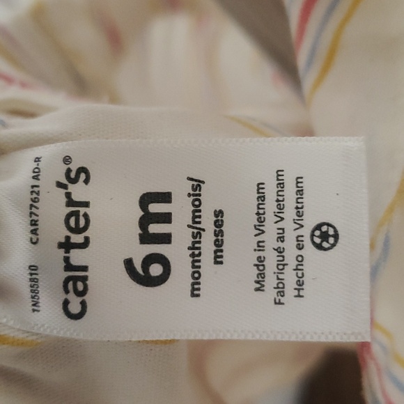 Carter's Baby Girl Striped Overall Dress Size 6 Months 100% Cotton - Picture 4 of 5